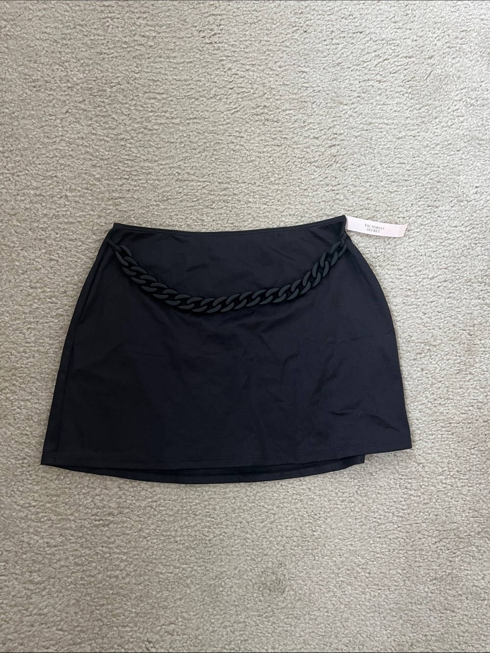Black Chain-Detail Swim Cover up Skirt